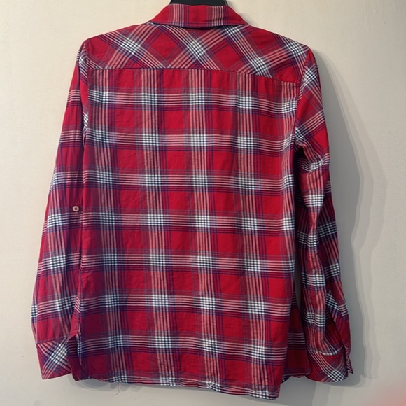 Talbots XS Button Down Collared Long Long Sleeve Red/Blue/White Plaid Shirt - Picture 6 of 6